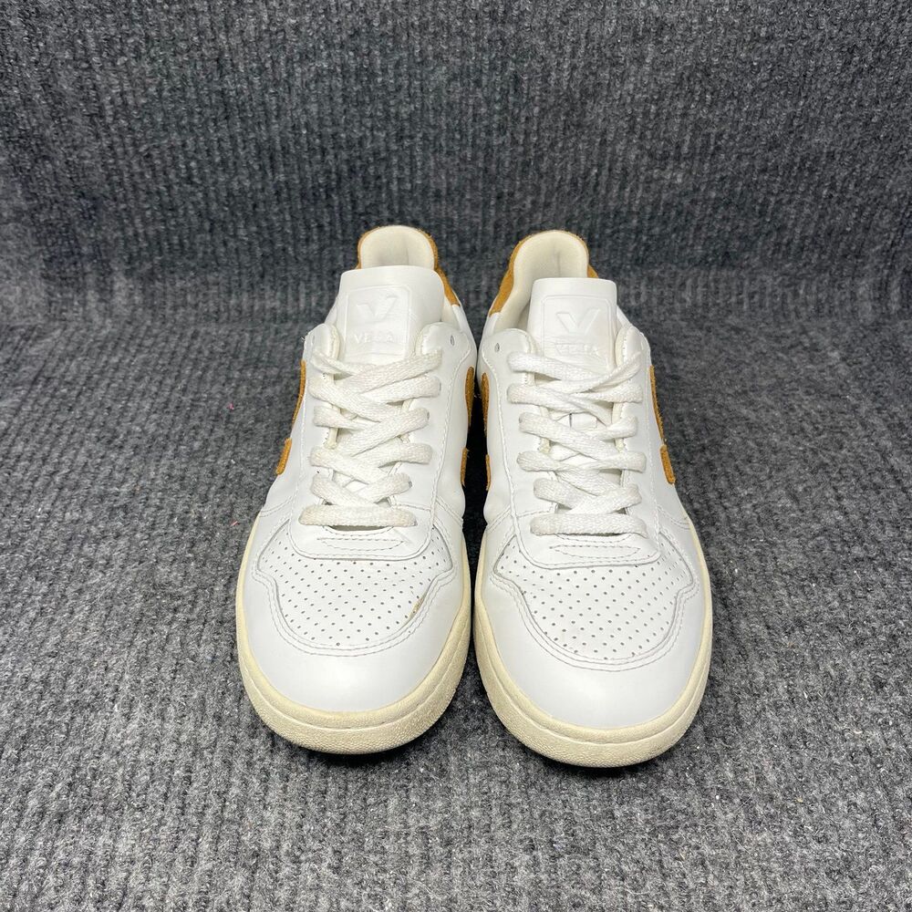 Veja V-10 Extra White Camel Brown Leather Sneakers Low Top Women’s 7 US - Picture 2 of 8